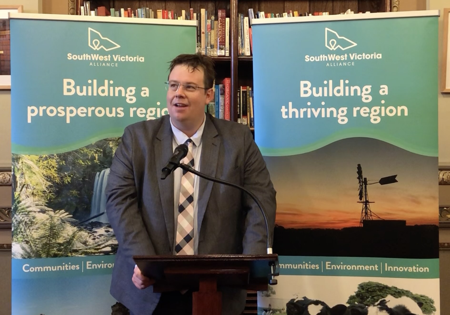 Cr Blain makes his speech in the Parliament of Victoria building